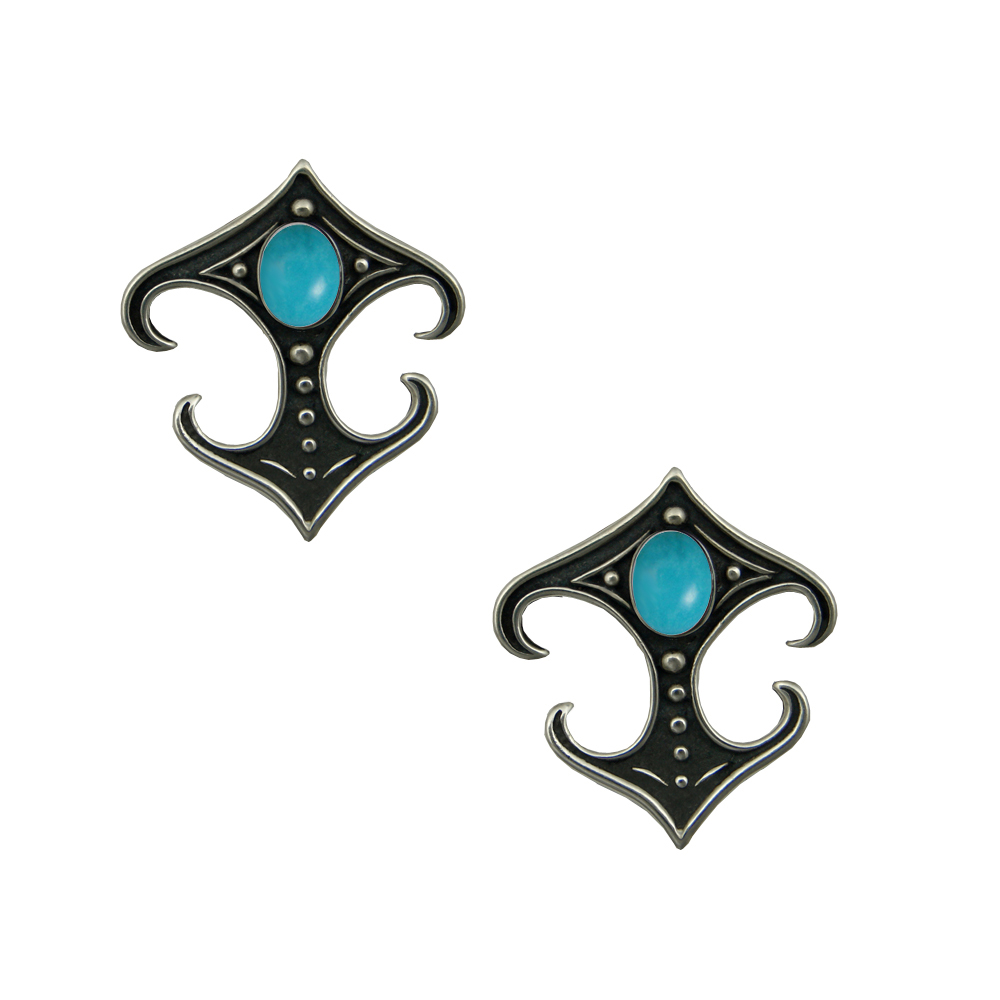 Sterling Silver Designer Post Stud Earrings With Turquoise